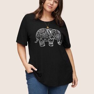 BloomChic Plus Size 4XL Art & Design Elephant Print T-shirt us26